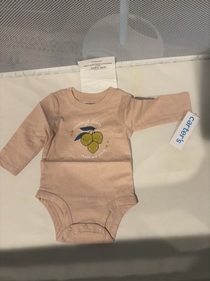 Carter's Long Sleeve Bodysuit Light Pink Fruit Graphic Cotton 