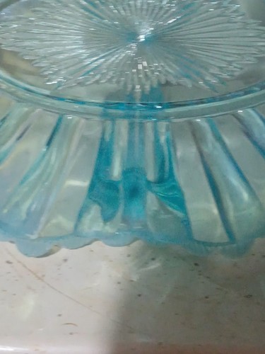 Light Blue Vasaline Glass Possy Bowl - Picture 15 of 19