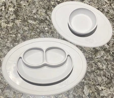EZPZ Mat 100% Silicone Suction Baby Plate With Placemat And Baby Bowl - Grey