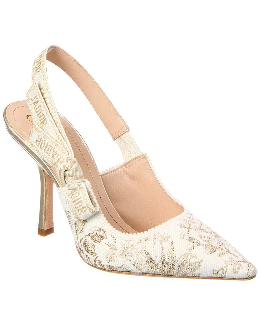 Escarpin femme Dior J'adior toile et cuir à bandoulière blanc 35,5