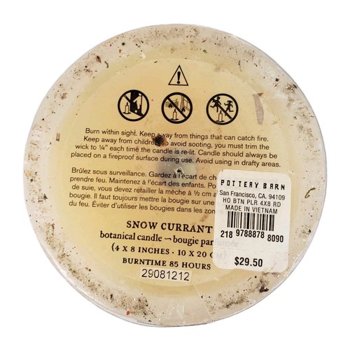 POTTERY BARN Snow Currant Botanical Pillar Candle 85-Hour Burntime 4x8" RARE NEW - Picture 6 of 6