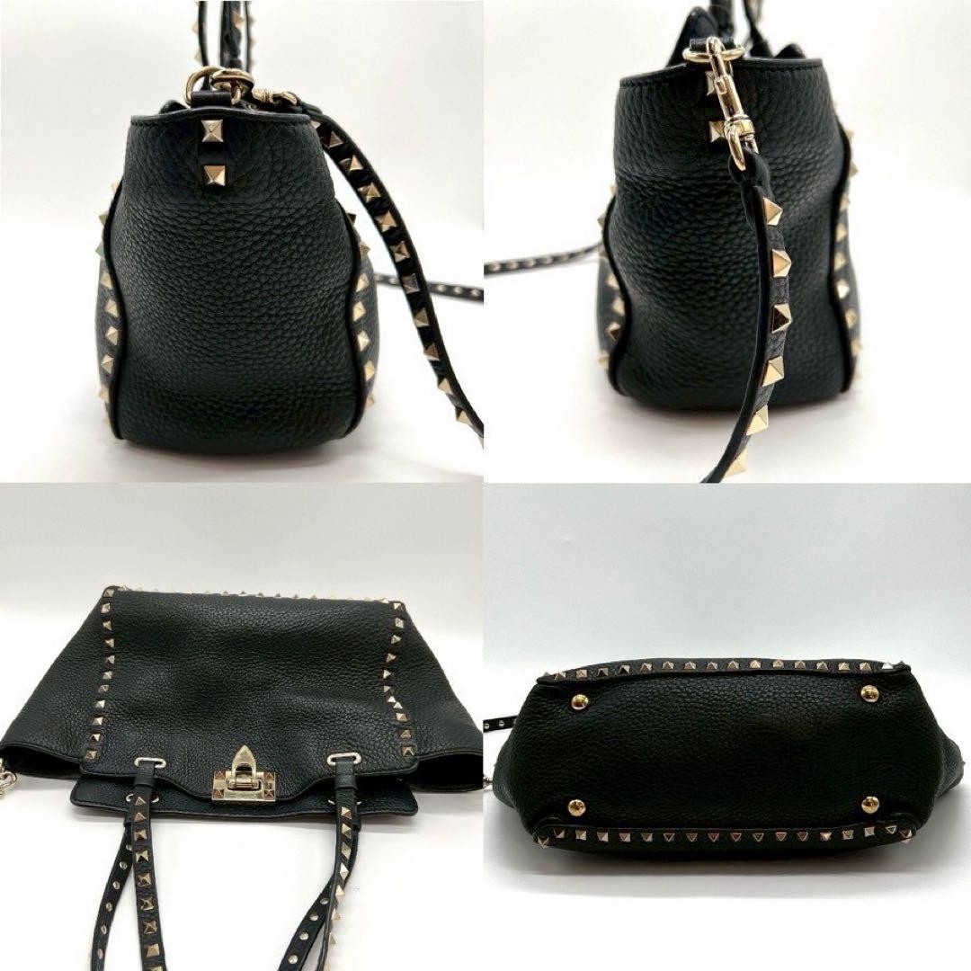Valentino Garavani Rockstud 2Way Tote Bag Black Leather Women's Japan thumbnail 5