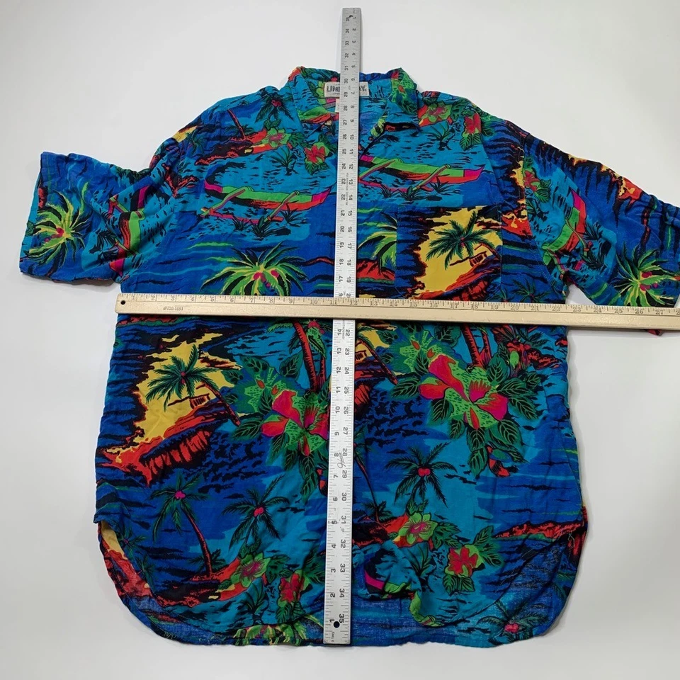 Camisa Unionbay Vintage Hombre M Mediana Rayón Extra Cómoda Floral Tropical Hawaiana Foto 4 de 4