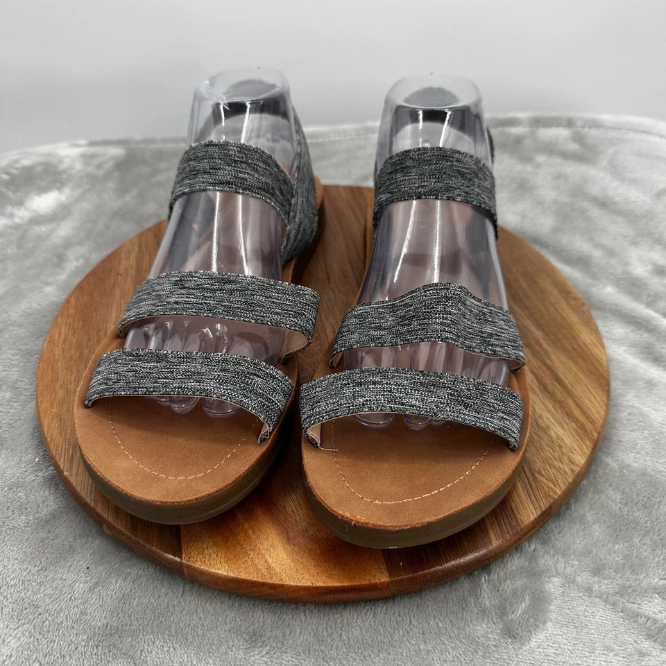 Call It Spring Shoes Womens Size 10 Gray Vegan Sandals Comfort Stretch Straps - Image 2 of 4