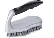 Scrubbing Brush with Grip Handle Silver Plastic