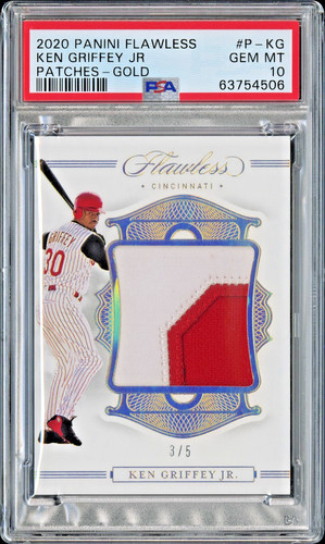 Ken Griffey Jr POP 1 - 2020 Panini Flawless Patches Gold /5 GAME USED - PSA 10