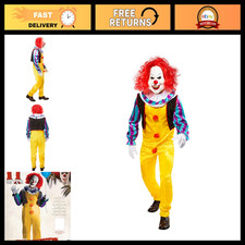 Adult Deluxe Pennywise Costume for Halloween, Scary Clown Outfit, Cosplay Dress-