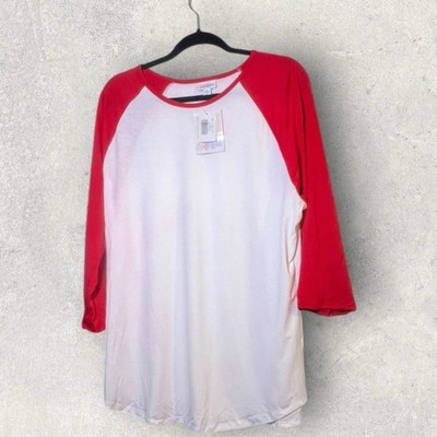 Lularoe Women's Randy Baseball Raglan Red And White Size 2XL-NWT