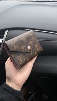 Louis Vuitton Monogram Envelope Wallet Brown Pink Card Slots Coin Compartment