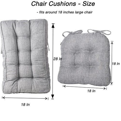 18 in Jumbo Rocking Chair Cushions with Ties,Non-Slip Durable Linen Pads Thic... - Picture 5 of 5