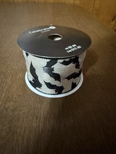 Celebrate It Halloween Wired Ribbon 2.5 Inch X 20 Feet Black White Bats New