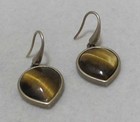 ELLEN TRACY Matte Gold Tone Tiger’s Eye Moonglow Acrylic Dangle Earrings 1-1/8” — photo 1