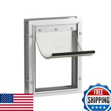 Hakuna Pets Deluxe Aluminum Pet, Cat and Dog Door with 2-Way Locking Panel for S