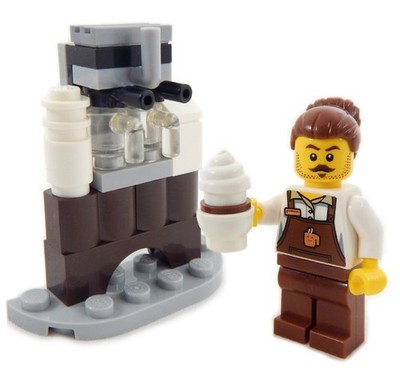 NEW LEGO BARISTA with COFFEE MACHINE MINIFIG LOT food espresso city town chef