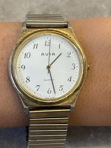 Avia Classic Quartz 241572 Vintage Unisex Uhr goldfarben Stretch Armband 988 - Bild 5 von 13