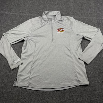 Raising Canes Shirt Womens 2XL Gray Quarter Zip Long Sleeve Fry Cook Cashier
