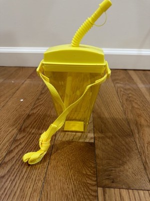 Lemon Fruit Slice Shaped Plastic Water Bottle Canteen Straw and Strap