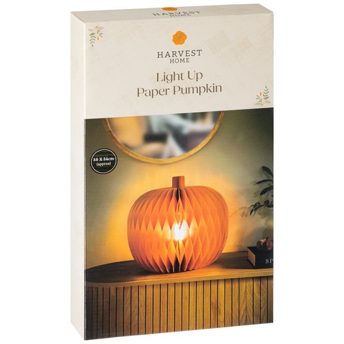 Harvest Home Light Up Extra Large Paper Pumpkin Add Autumnal Glow In Your Home - Picture 3 of 8
