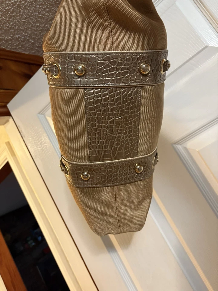 Kathy Van Zeeland Gold And Taupe Purse - Image 3 of 4