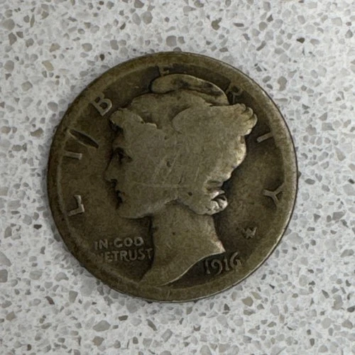 1916 Mercury Dime 10C 90% Silver Philadelphia Business Strike US Coin