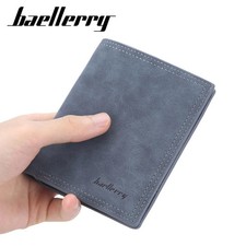 Baellerry Men's Short Textured Wallet Horizontal Open Slot Multi Card Holder RFI