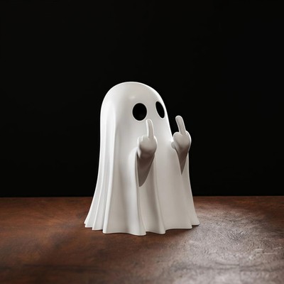 Niedliche Mittelfinger Geist Statue, kleine Halloween Deko für Zuhause, Herzstück für