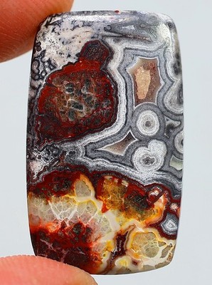 27 Ct 5X18X31 mm Natural Crazy Lace Agate Rectangle Cabochon Gemstone HH-459