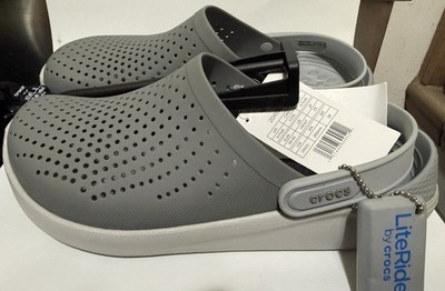 RARE! NWT Crocs Lite Ride Clog Slip On Shoe Smoke/White UNISEX M7/W9 SOLD OUT!