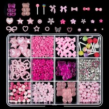 3D Acryl Charms Farbige Bogen Herz Sterne Bl&uuml;ten Nagel Dekoration
