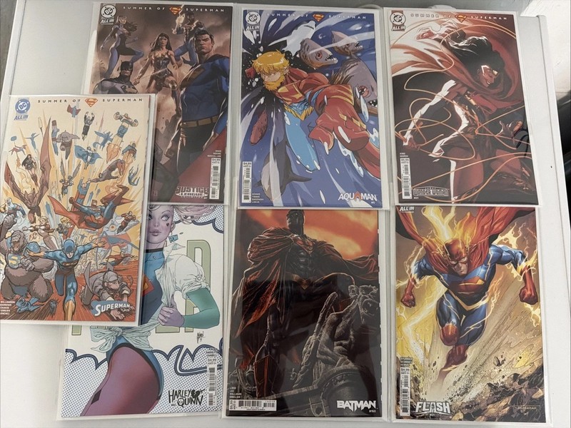 Summer of Superman Lot 7 Books ( Flash, Batman, Superman) Movie Tie In Comics