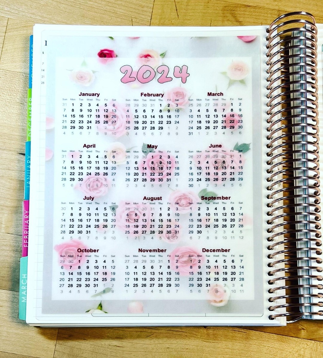 Yearly Calendar 2023-24 Dashboard Insert 4 use with Erin Condren Planner- |  eBay