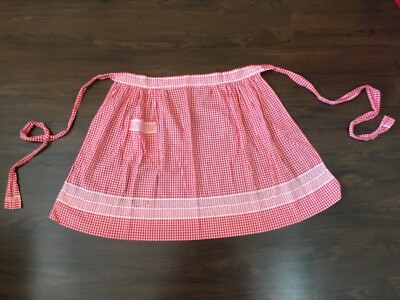 Vintage Red White Check Apron with embroidered design (EE87) | eBay