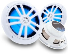 2x Gravity Marine Speakers Polaris 2-way 350 WATTS Coaxial 6-1/2" White  /LED