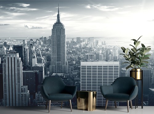 New York City Wall Mural City Photo Wallpaper Poster Black & White Skyline Art - Imagen 8 de 10