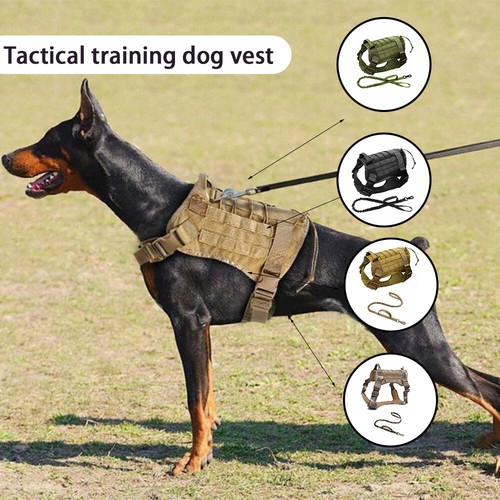 Military Tactical Dog Harness with Handle No-pull Metal Dog Vest Working Dog · - Picture 5 of 24