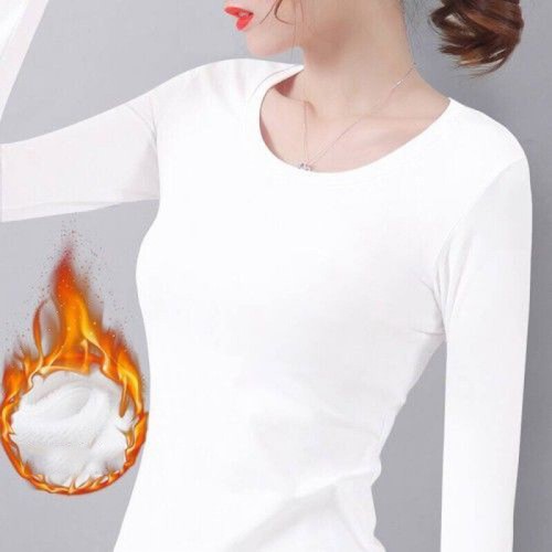 Women Lady Long Sleeve Thermal Tops Round V-Neck Stretch Winter Warm Shirt Soft - Picture 13 of 18
