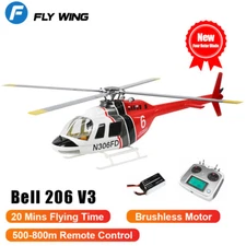 FLY WING Bell 206 V3 6CH GPS 3D Auto Return RTF RC Helicopter 4 Blade US Plug