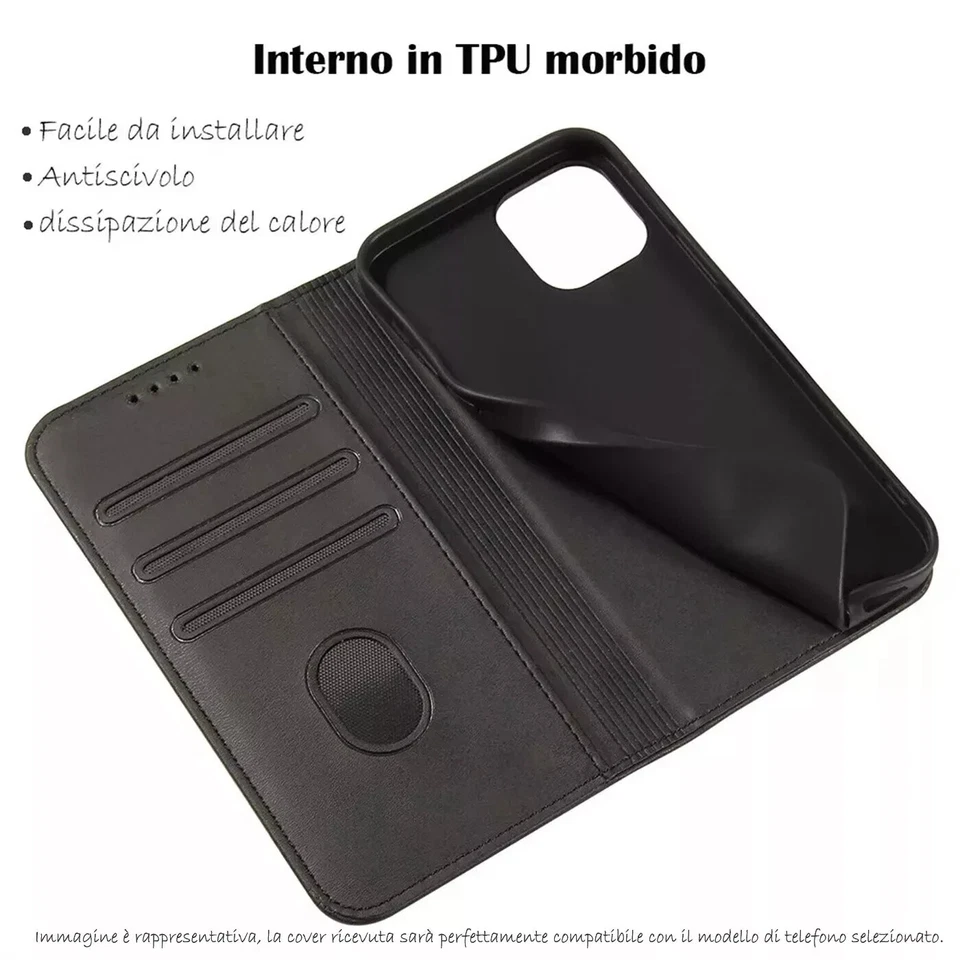 Custodia Cover a Libro Samsung Galaxy Vari modelli in Ecopelle qualità AB2 - Immagine 2 di 4