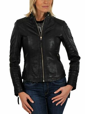 Damen Lederjacke Biker Mantel Slim Fit Motorrad US Bomber Baseball Jacke