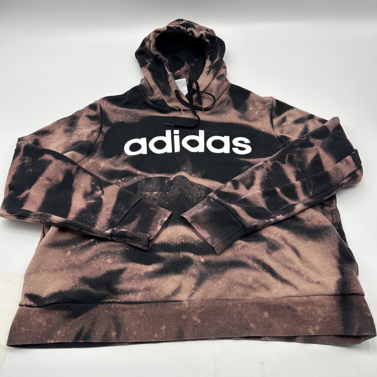 ADIDAS Womens Black Hoodie Pullover CUSTOM TIE DYE CAMO Size 2X VERY CLEAN