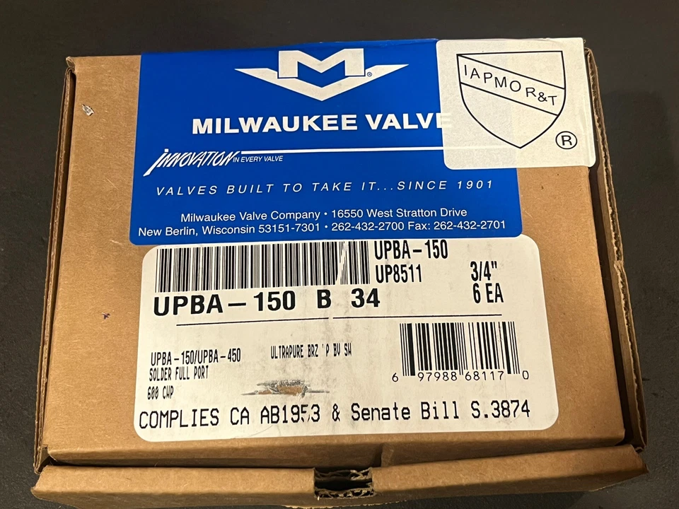 Box 6) 3/4" CxC Full-Port Lead-Free Bronze Ball Valve 600WOG 150WSP, MADE IN USA - Image 2 of 4