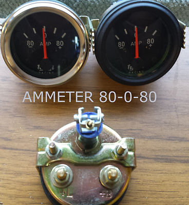 VINTAGE AUTO 2'' 52MM UNIVERSAL 80-80 AMPEREMETER UHR SCHWARZ CHROM MESSUHR - M614E