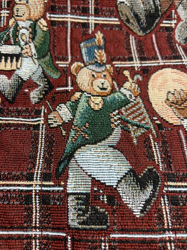 Vintage Musical Teddy Bear Tapestry Woven Upholstery Fabric - Picture 5 of 8