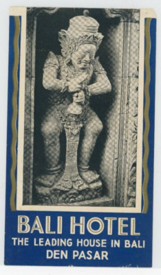 Vintage Bali Hotel Den Pasar Luggage Label Statue Unused