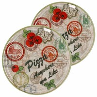 2Er Set Pizzateller Moskau GrüN Ø 33 Cm Servier-Platte Xl-Teller Porzellan