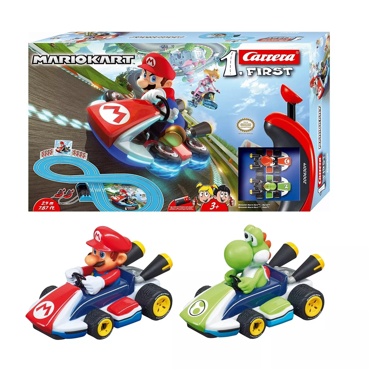 Carrera First Mario Kart Beginner Slot Car Race Track Set Featuring Mario  Versus Yoshi