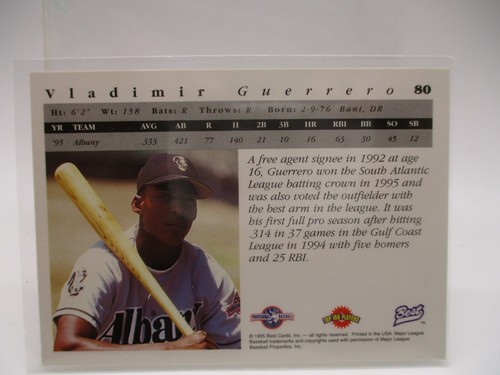 1995 Best #80 Vladimir Guerrero RED SOX - Picture 2 of 2