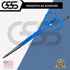 Premium Quality Stainless Steel Monopolar Scissors 7", Curved Tip
