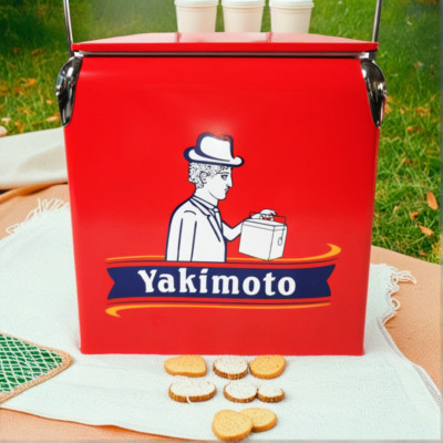 Yakimoto 14 Quart Insulated Lunch Box Cooler,Portable Ice Chest Red Metal