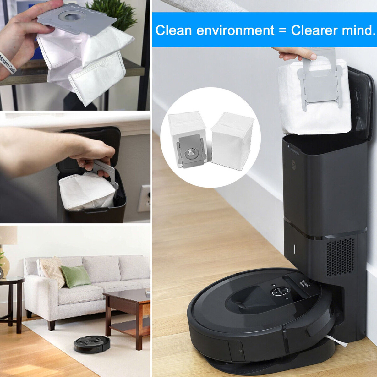 8 Pack For iRobot Roomba i7 i7+/Plus S9 Vacuum Clean Base Dirt Disposal